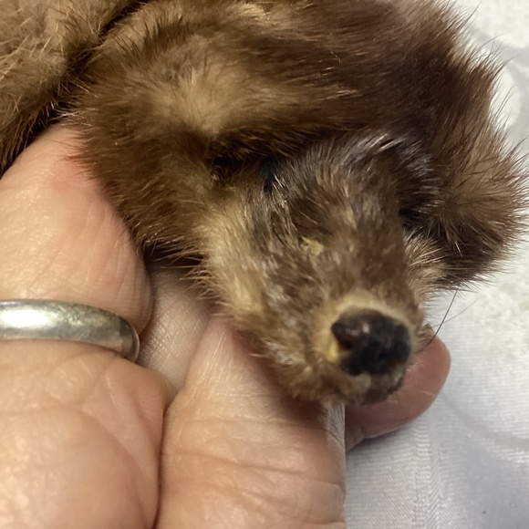 Vintage 4 pelt brown/tan full mink fur shawl, neck wrap, boa, scarf clip MINK - Picture 7 of 15